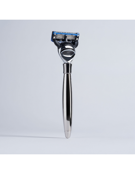 High Mountain White Shaving Brush & Fibre Razor Set with Stand