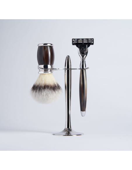 3-teiliges Rasur-Set, Horn, Faser "Weisser Hochgebirge"