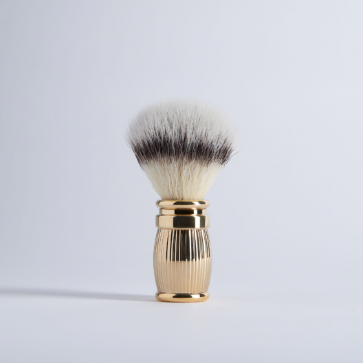 Shaving Brush Gold Straight gadrooned "High Mountain White" fiber