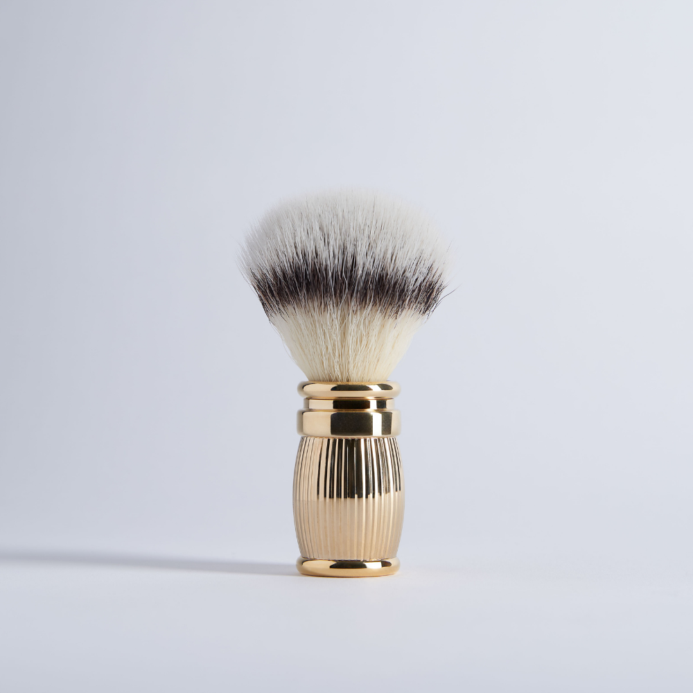 Shaving Brush Gold Finish Brass Gadroon Decoration