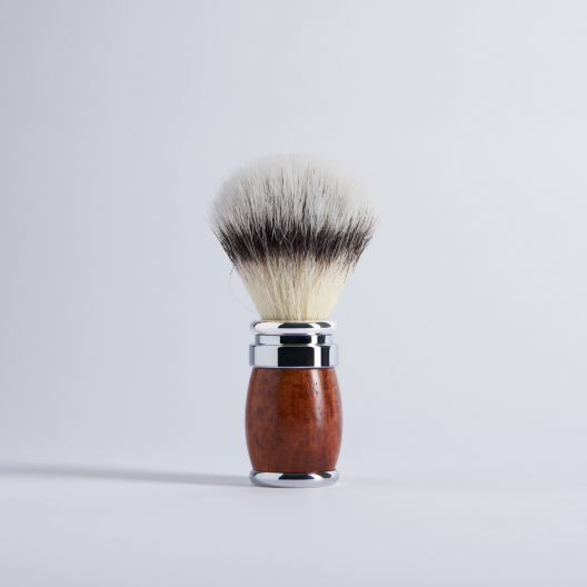 Briar and chrome finish shaving brush - “High Mountain White” fibre - Joris - Plisson 1808