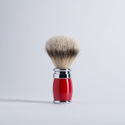 black lacquer and chrome finish High Mountain White shaving brush