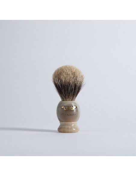European Grey and Genuine Horn Shaving Brush - Plisson 1808