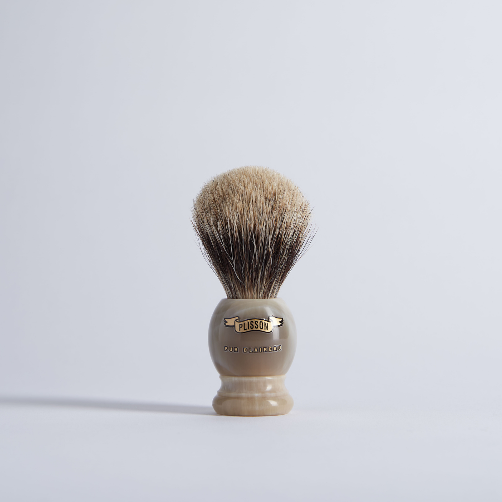 European Grey and Genuine Horn Shaving Brush - Plisson 1808