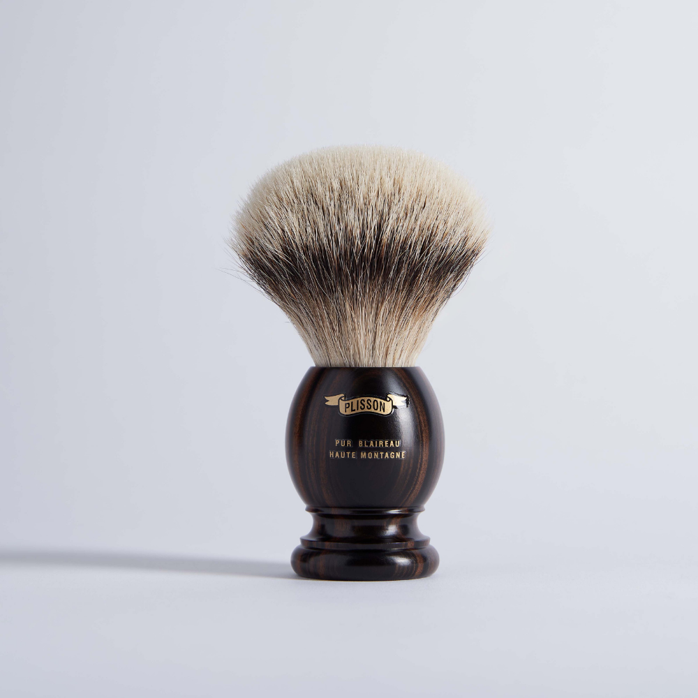 Shaving Brush Pure White Macassar Ebony - Plisson 1808