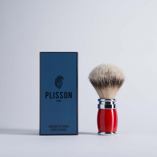 black lacquer and chrome finish High Mountain White shaving brush