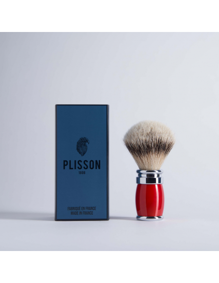 black lacquer and chrome finish High Mountain White shaving brush