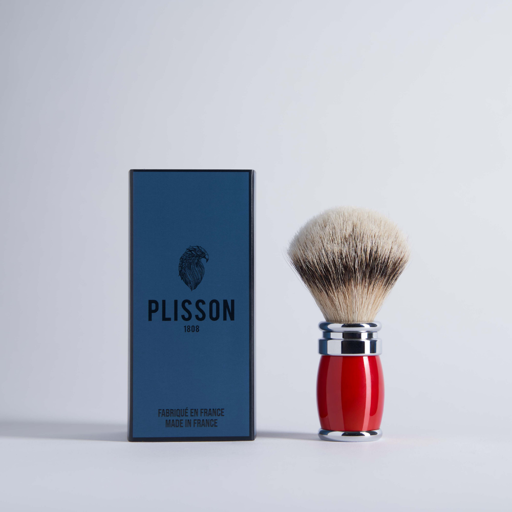 black lacquer and chrome finish High Mountain White shaving brush