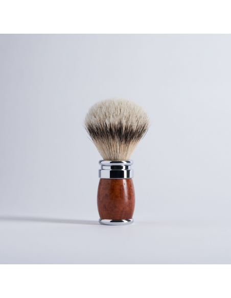 briar and chrome finish and High Mountain White shaving brush