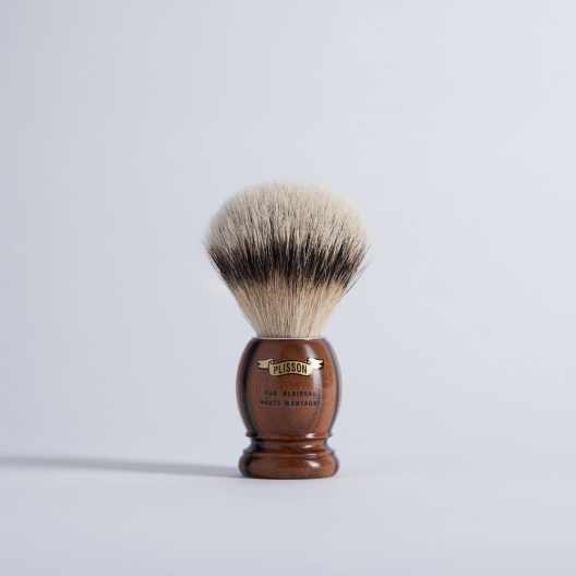 Shaving Brush Pure White Macassar Ebony - Plisson 1808