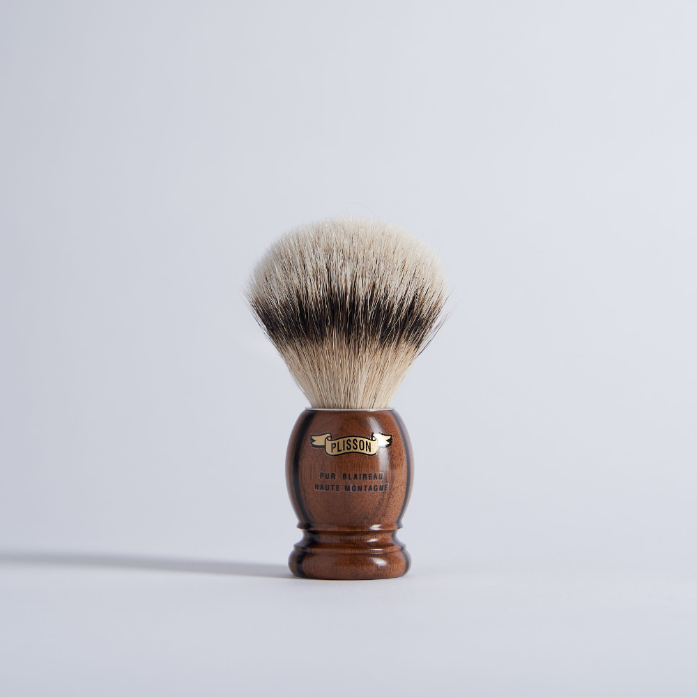 Shaving Brush Pure White Macassar Ebony - Plisson 1808