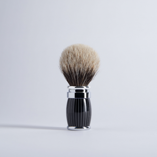 Blaireau Gris Européen laqué rétro et finition chrome - Joris - Plisson 1808