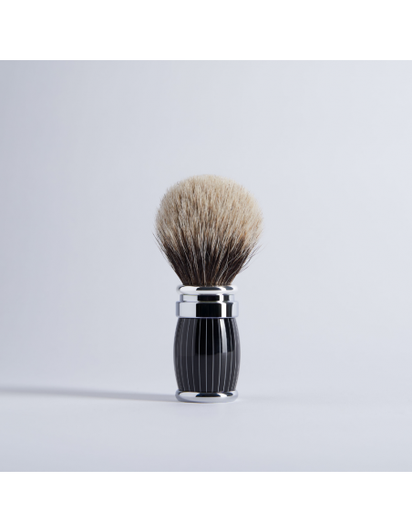 Blaireau Gris Européen laqué rétro et finition chrome - Joris - Plisson 1808