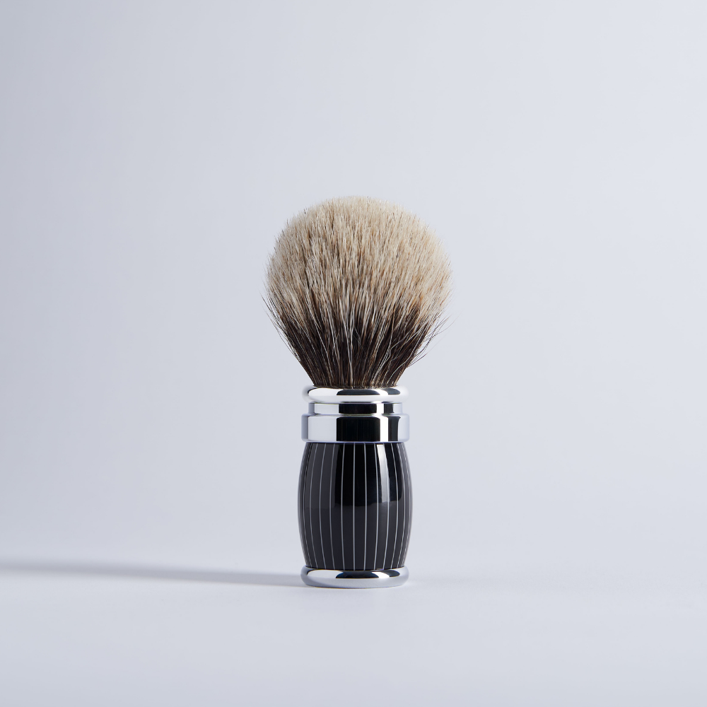 Blaireau Gris Européen laqué rétro et finition chrome - Joris - Plisson 1808