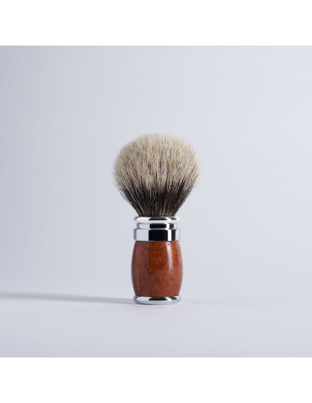 Briar Wood Shaving Brush and Chrome Finish European Grey