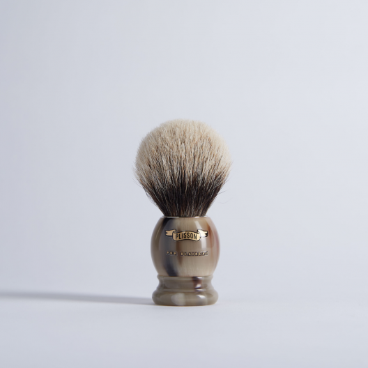 European Grey and Genuine Horn Shaving Brush - Plisson 1808