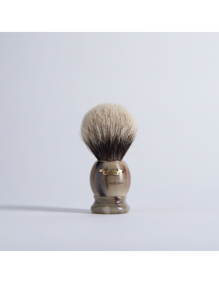 Brocha de afeitar Gris Europea y de cuerno auténtico - Plisson 1808