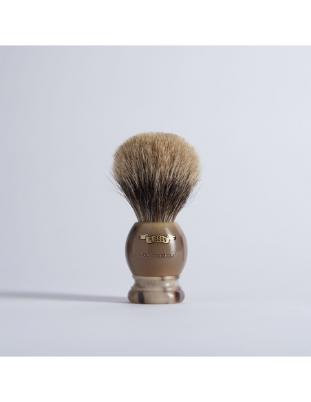 Brocha de afeitar Gris Europea y de cuerno auténtico - Plisson 1808