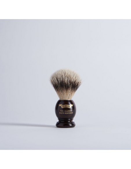 Shaving Brush Pure White Macassar Ebony - Plisson 1808