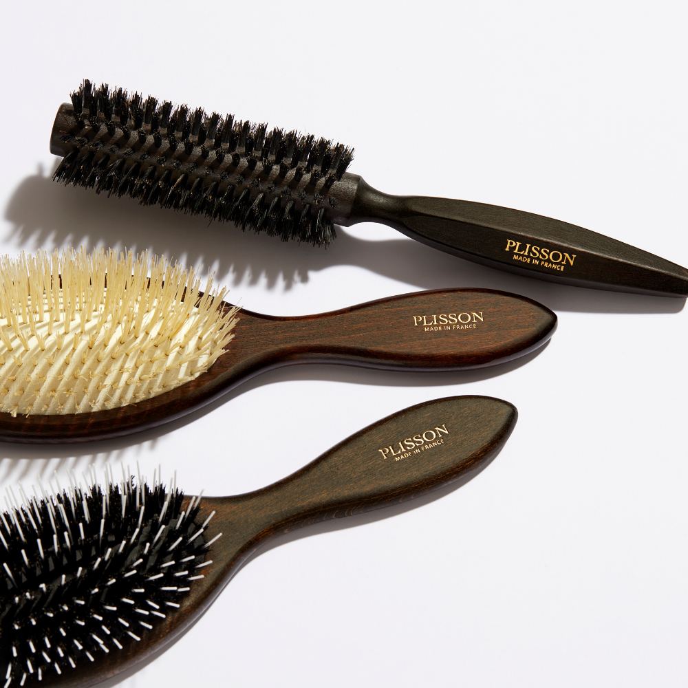 Brosse à cheveux brushing en poil de sanglier - Plisson 1808