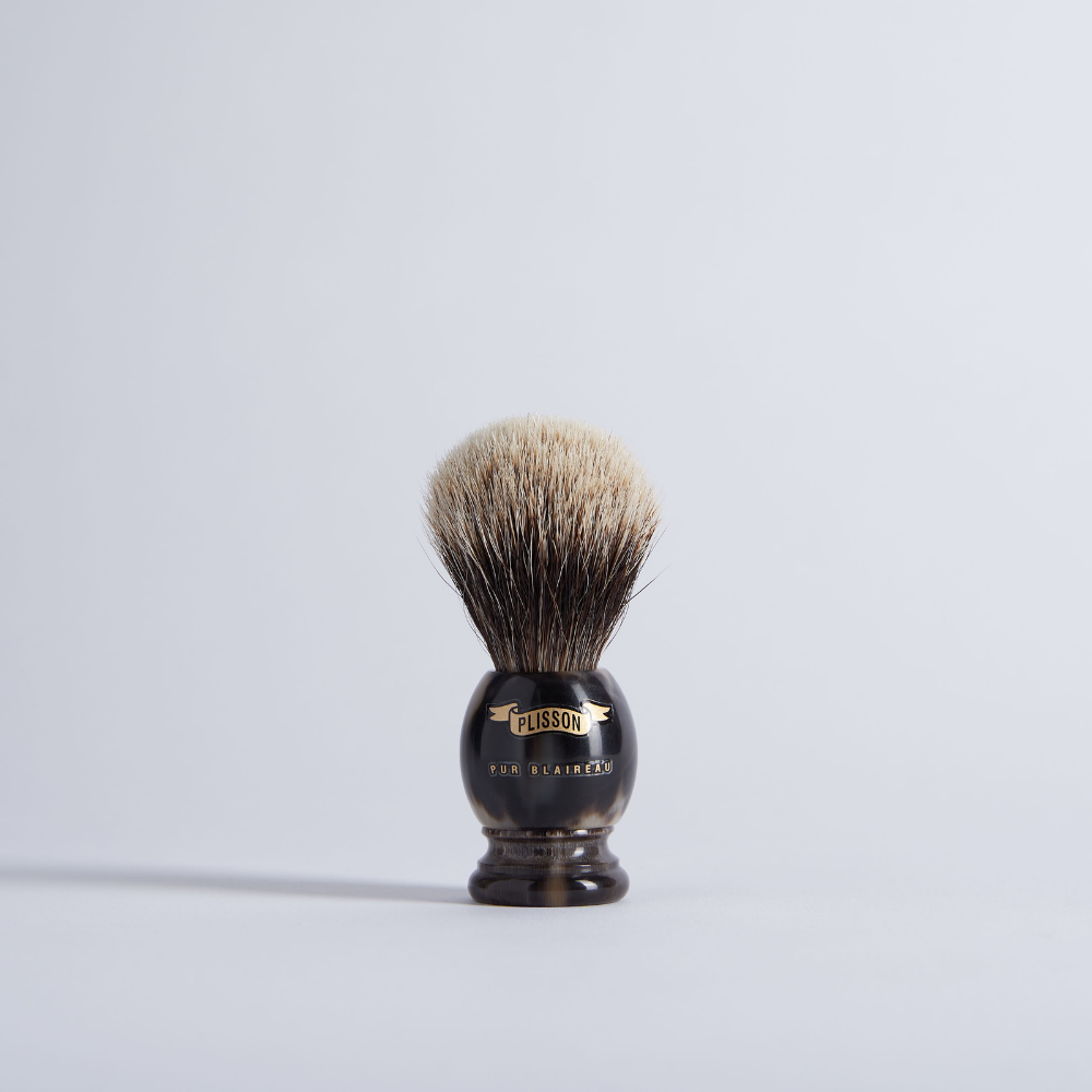 European Grey and Genuine Horn Shaving Brush - Plisson 1808