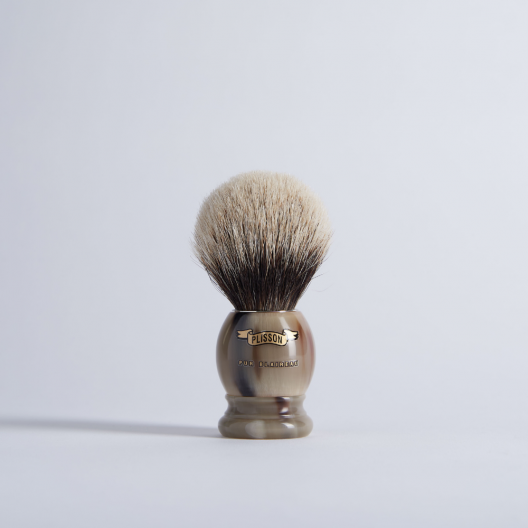 European Grey and Genuine Horn Shaving Brush - Plisson 1808
