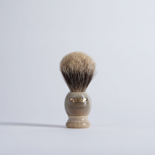 European Grey and Genuine Horn Shaving Brush - Plisson 1808