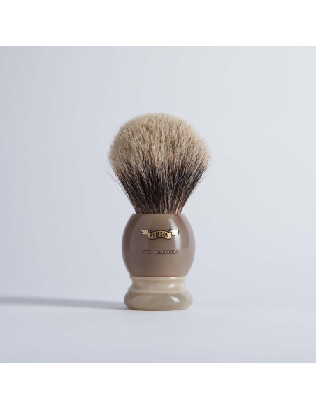 European Grey and Genuine Horn Shaving Brush - Plisson 1808