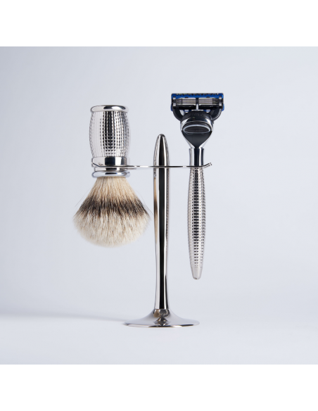 Set de 3 piezas Gris Europeo Rastrillo Fusion Acabado Cromo