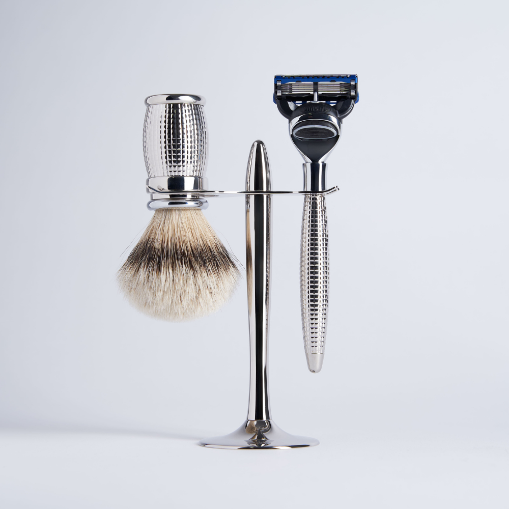 Set de 3 piezas Gris Europeo Rastrillo Fusion Acabado Cromo