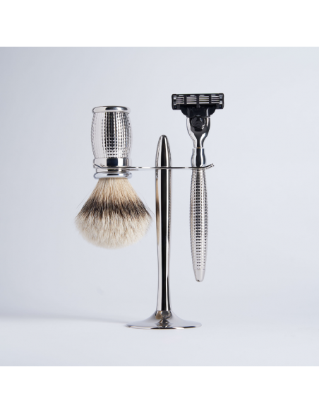 Set de 3 piezas Gris Europeo Rastrillo Mach3 Acabado Cromo