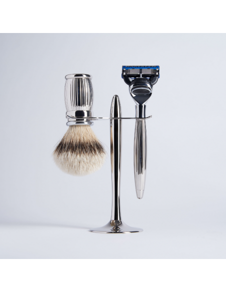 Set de 3 piezas Gris Europeo Rastrillo Fusion Acabado Cromo