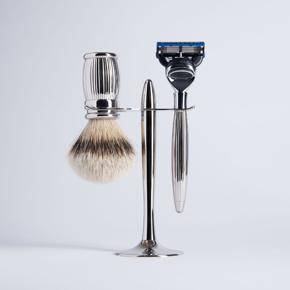 Set de 3 piezas Gris Europeo Rastrillo Fusion Acabado Cromo