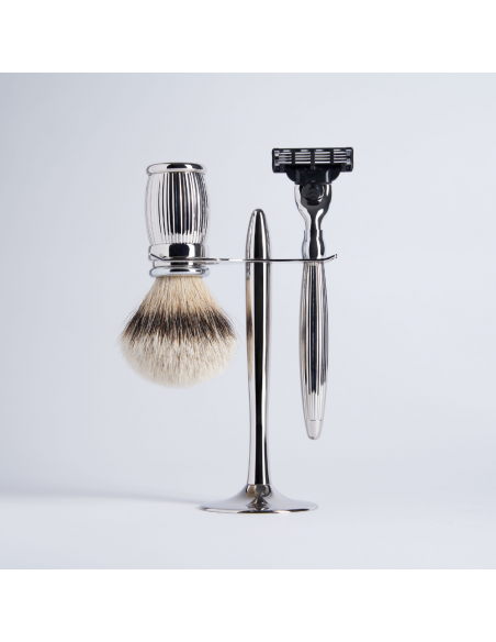 Set de 3 piezas Gris Europeo Rastrillo Mach3 Acabado Cromo