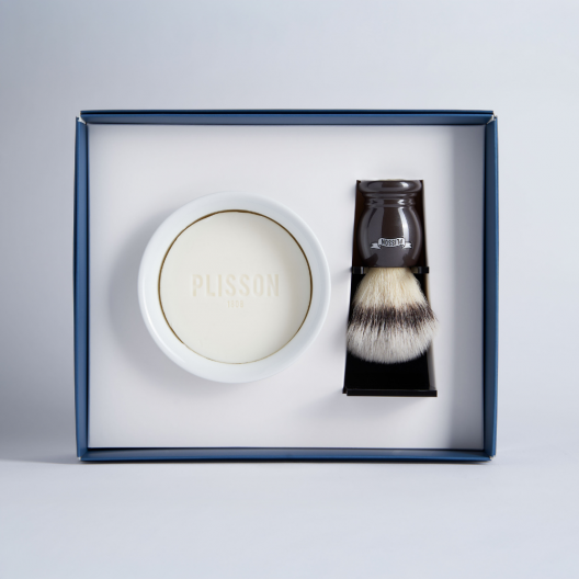 Coffret de rasage Initiation, blaireau et bol à barbe - Plisson 1808