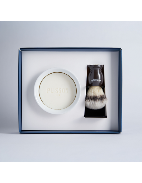 Coffret de rasage Initiation, blaireau et bol à barbe - Plisson 1808
