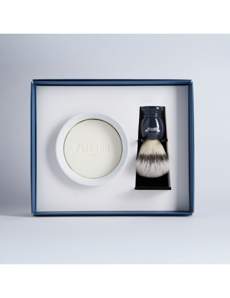 Coffret de rasage Initiation, blaireau et bol à barbe - Plisson 1808