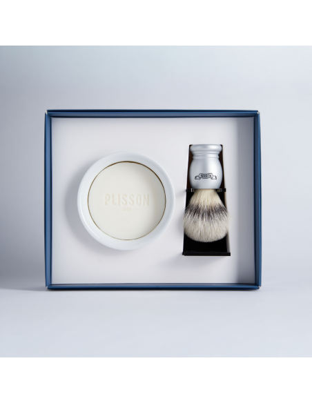 Coffret de rasage Initiation, blaireau et bol à barbe - Plisson 1808