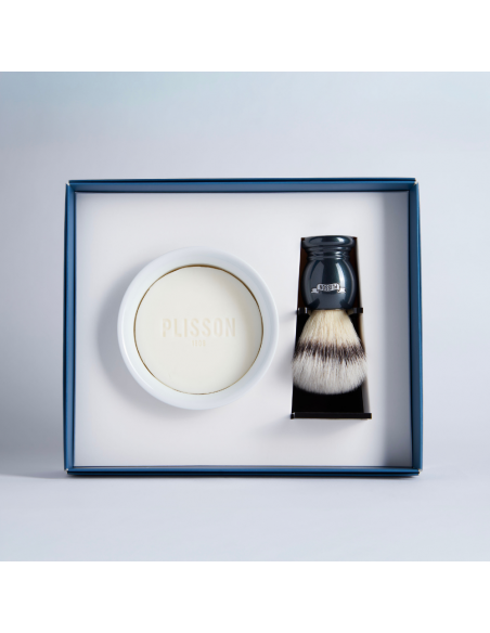 Coffret de rasage Initiation, blaireau et bol à barbe - Plisson 1808