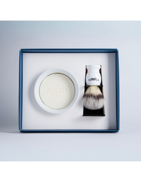 Coffret de rasage Initiation, blaireau et bol à barbe - Plisson 1808