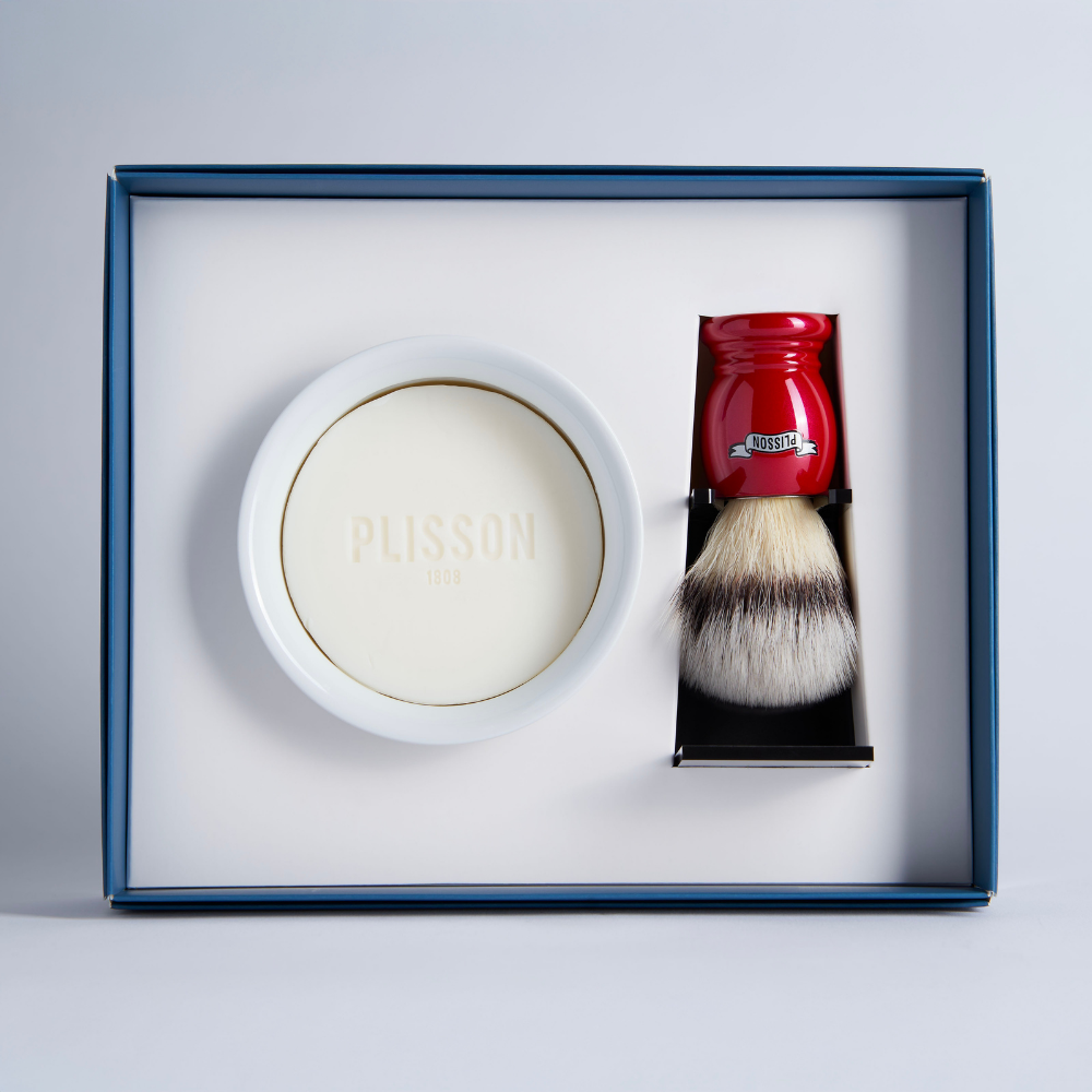 Coffret de rasage Initiation, blaireau et bol à barbe - Plisson 1808