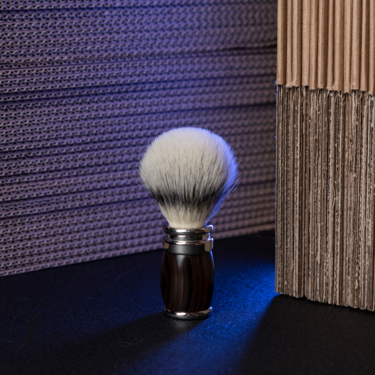 Ebony and chrome finish shaving brush - “High Mountain White” fibre - Joris - Plisson 1808