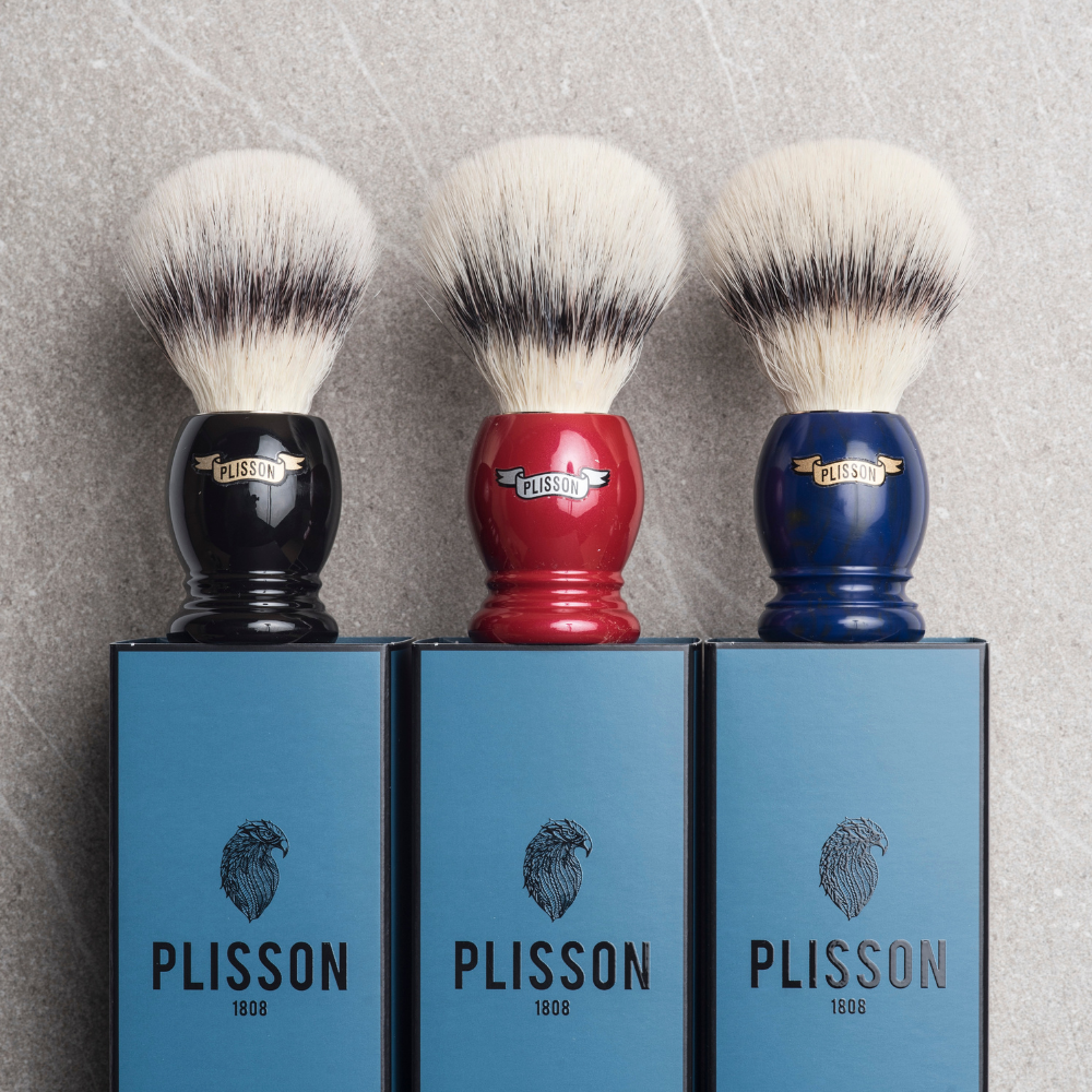 Blaireau de rasage Plisson Lapis Lazuli et fibre synthétique