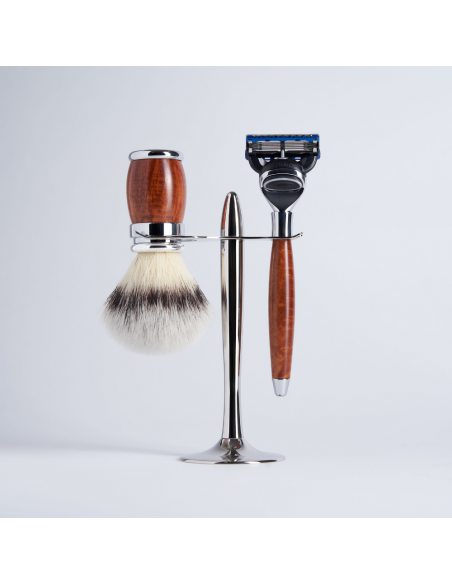 Set de 3 piezas Madera de Tuya Fibra "Blanco Alta Montaña" Rastrillo Fusion Cromo