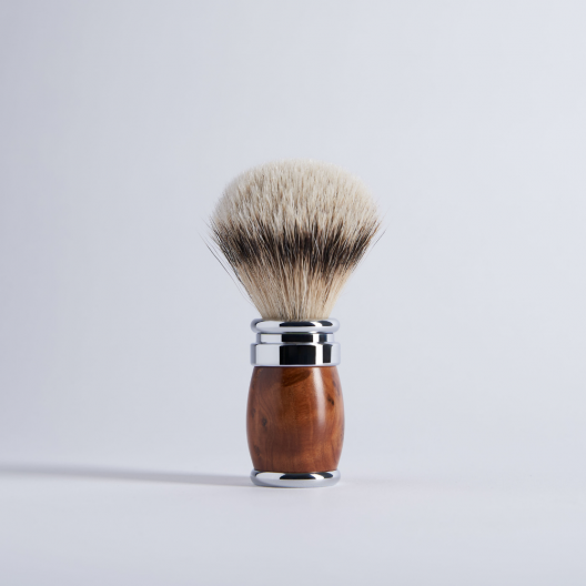 Thuja and chrome finish Shaving Brush - "High White Mountain" Fibre  - Joris - Plisson 1808