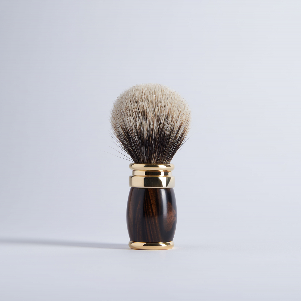 Plisson Macassar Ebony and European Grey Hair Shaving Brush