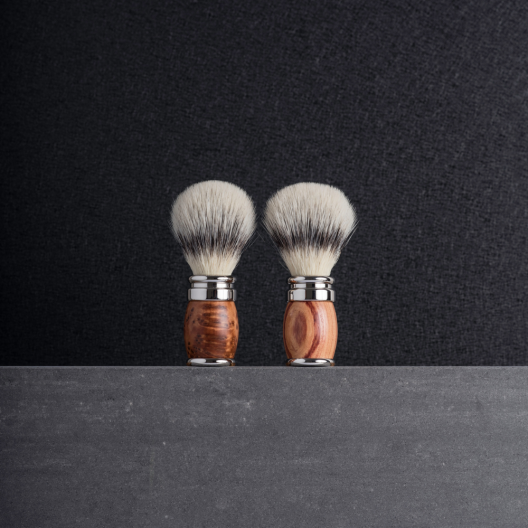 Briar and chrome finish shaving brush - “High Mountain White” fibre - Joris - Plisson 1808