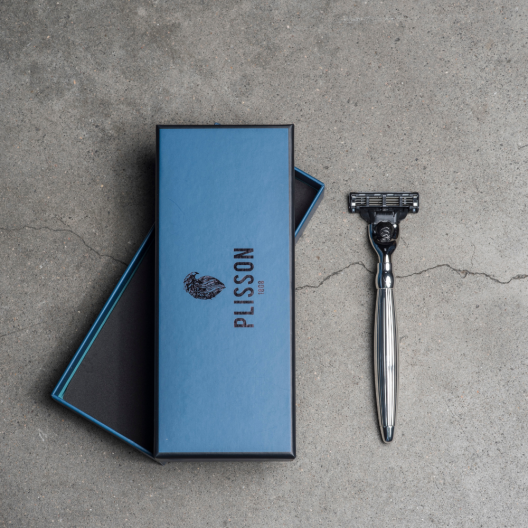 Navaja de afeitar Godron Mach3 Solid Finish Palladium - Plisson 1808