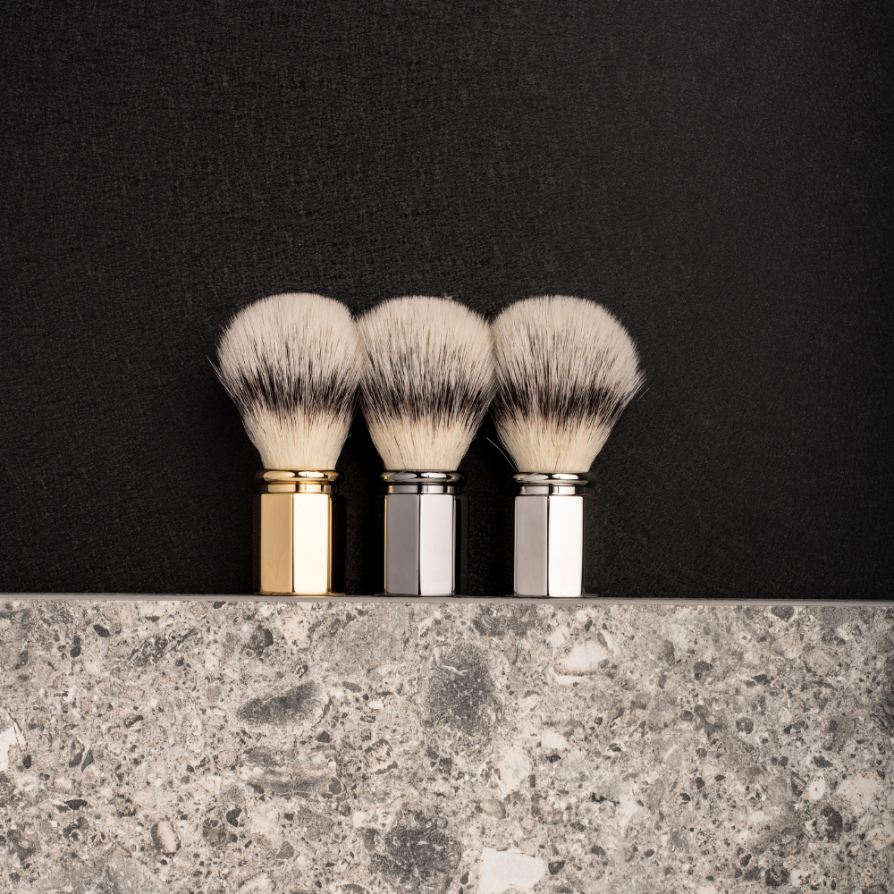 Octagonal Shaving Brush 'White High Mountain' - Plisson 1808