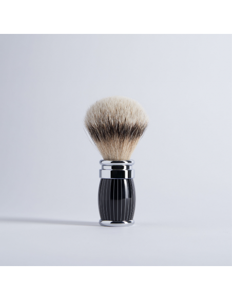 Retro lacquered shaving brush with pure white mountain chrome finish - Plisson 1808
